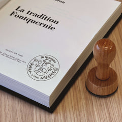 Tampon Ex-libris renard fleuri