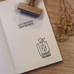 Tampon Ex-libris oiseau sur livre