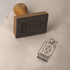Tampon Ex-libris oiseau sur livre