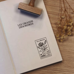 Tampon Ex-libris plante fleurie avec cible
