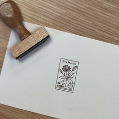 Tampon Ex-libris plante fleurie avec cible