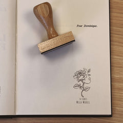 Tampon Ex-libris rose en détails