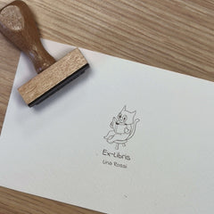 Tampon Ex-libris chat sur tabouret