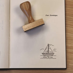 Tampon Ex-libris chat sur bateau