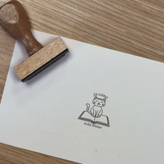 Tampon Ex-libris chat sur livre
